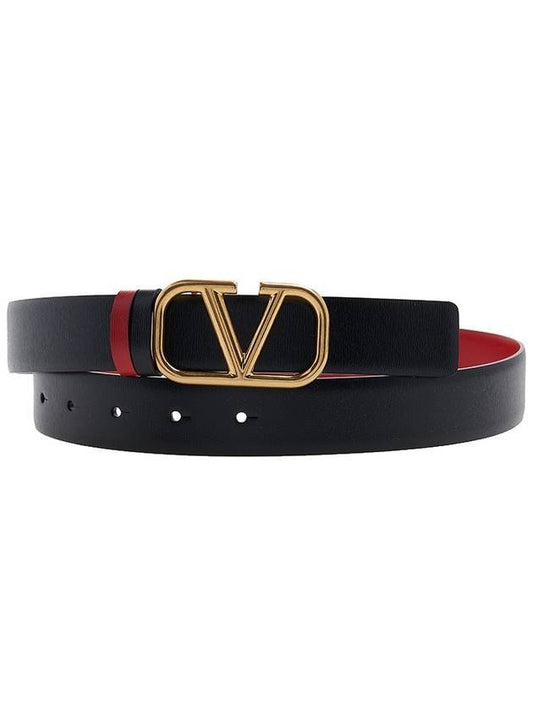 V logo reversible leather belt red black - VALENTINO - BALAAN 1