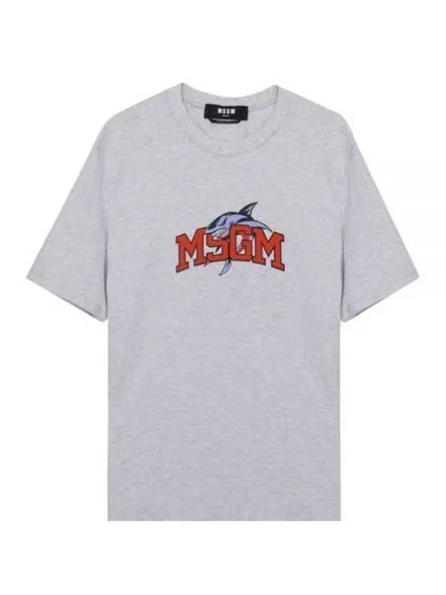 Shark Logo Short Sleeve T-Shirt Grey - MSGM - BALAAN 2