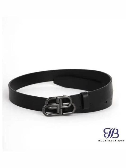 BB Logo Thin Calfskin Belt Black - BALENCIAGA - BALAAN 2