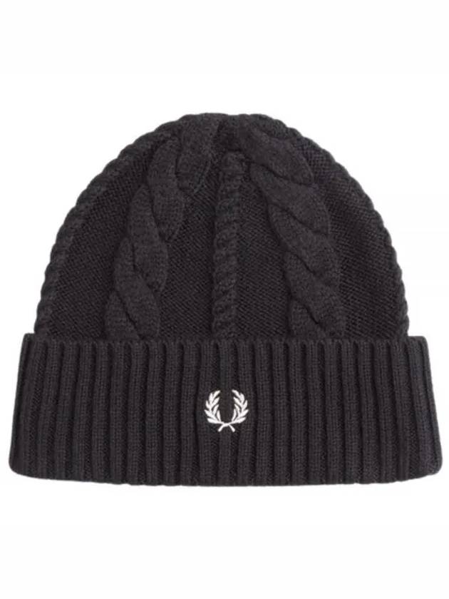 Fred Perry Cable Beanie Black C4116 - FRED PERRY - BALAAN 1