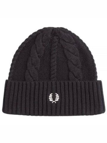 Fred Perry Cable Beanie Black C4116 - FRED PERRY - BALAAN 1