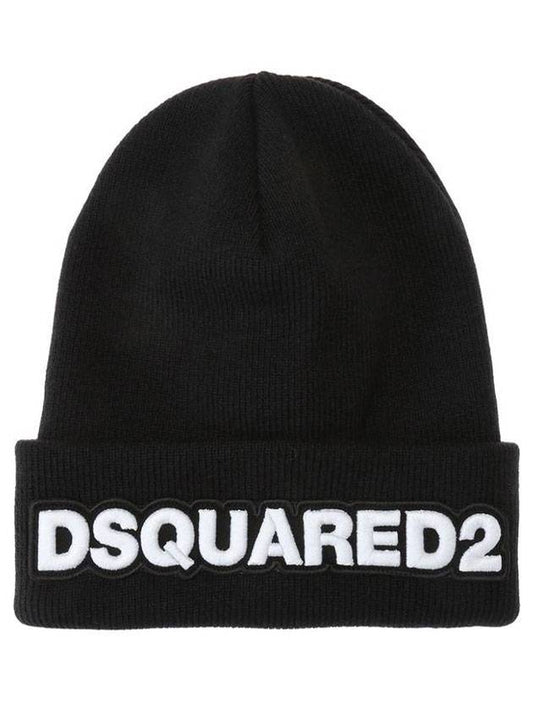 rib knit wool beanie black - DSQUARED2 - BALAAN.