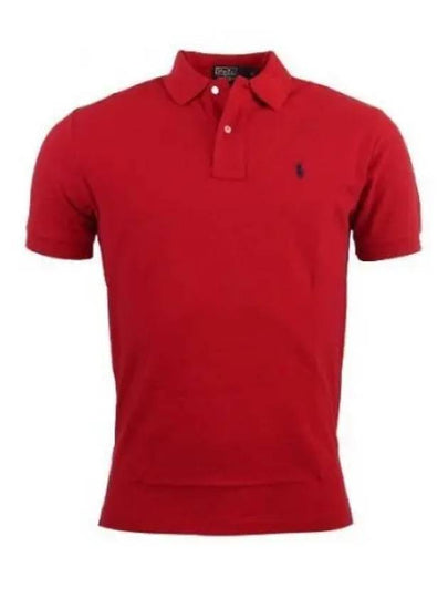 Iconic Mesh Slim Fit Polo Shirt Red - POLO RALPH LAUREN - BALAAN 2