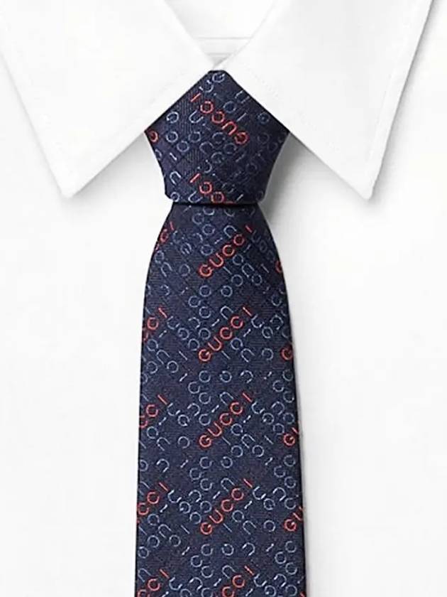 Silk Jacquard Tie Blue - GUCCI - BALAAN 3