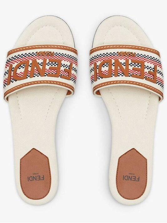 Signature Slides Slipper Beige - FENDI - BALAAN 2