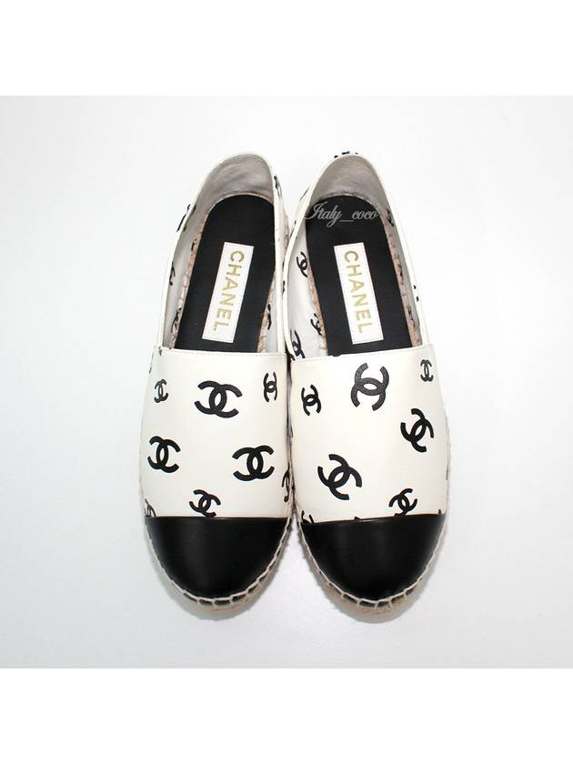 CC Logo Play Print Espadrilles White Black - CHANEL - BALAAN 3