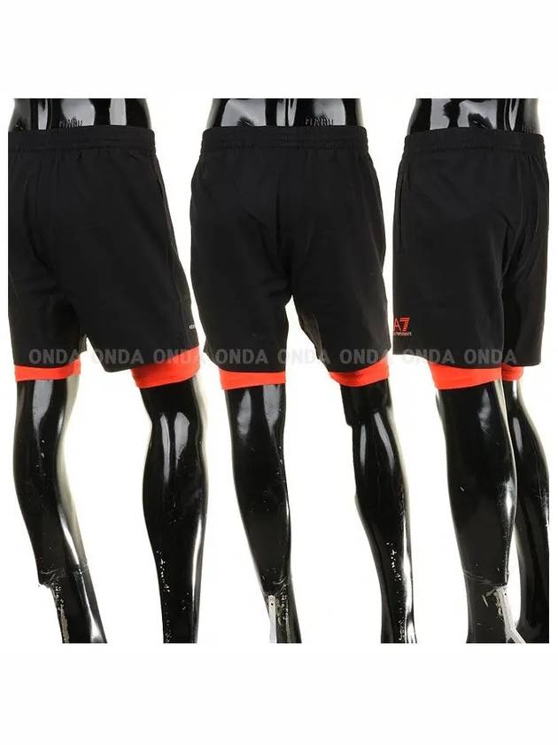 EA7 Layered Shorts Black - EMPORIO ARMANI - BALAAN 6