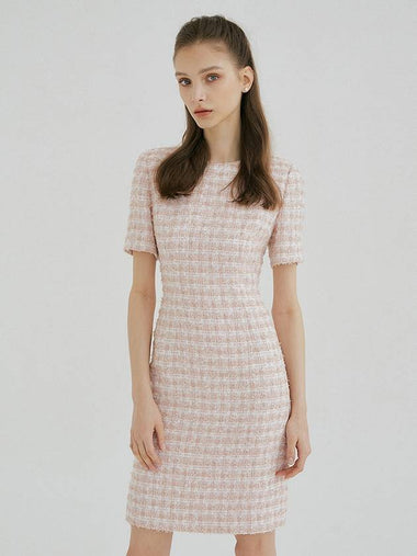 Blossom Tweed Short Dress Pink - MULLION - BALAAN 1