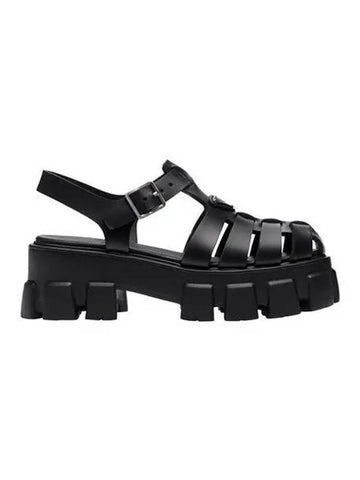 Women s Logo Love Form Chunky Sandals Black 1X853M - PRADA - BALAAN 1