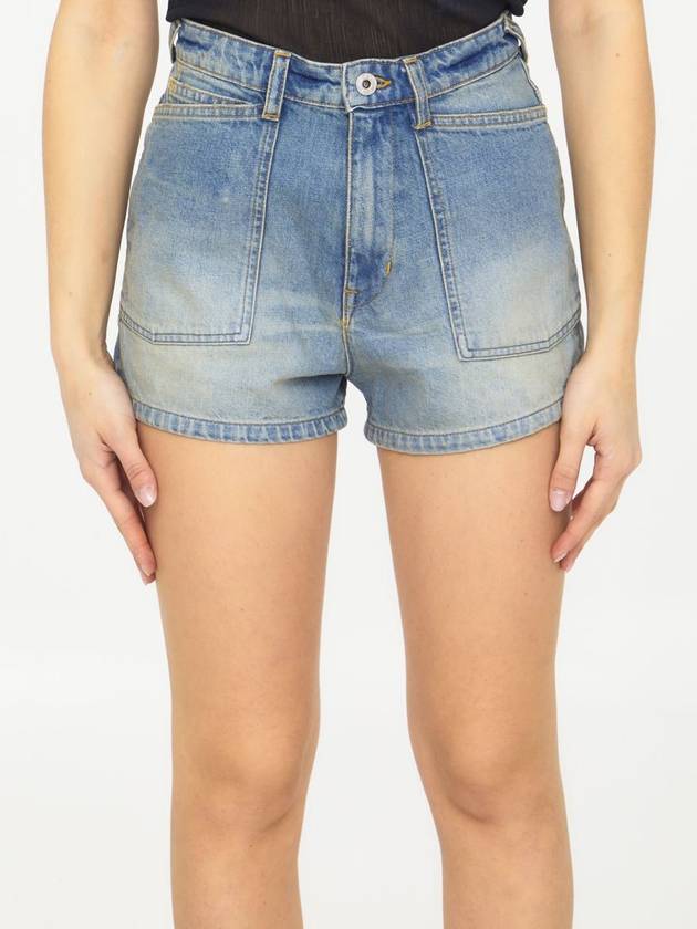 Light-Blue Denim Shorts - KENZO - BALAAN 1