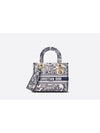 Lady D Lite Toile De Jouy Embroidery Medium Tote Bag Blue - DIOR - BALAAN 1