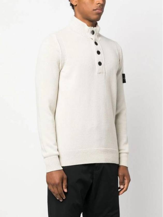 Wappen Patch Button Knit Top Ivory - STONE ISLAND - BALAAN 4