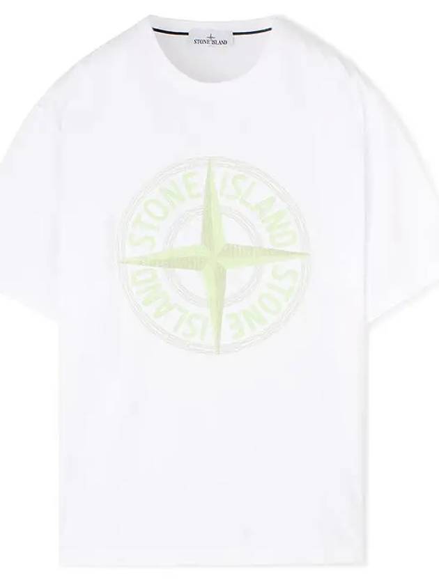 Stitch Embroidered Logo Short Sleeve T-Shirt White - STONE ISLAND - BALAAN 2