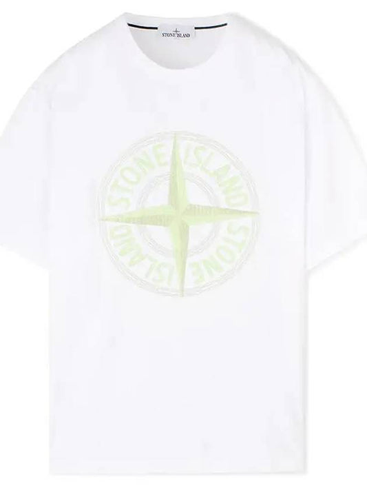 Stitch Embroidered Logo Short Sleeve T-Shirt White - STONE ISLAND - BALAAN 2