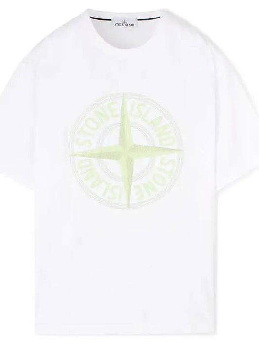 Stitch Logo Embroidered Short Sleeve T-Shirt White - STONE ISLAND - BALAAN 2