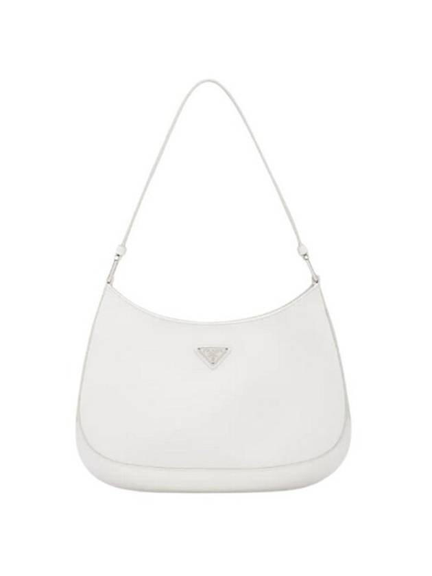 Triangular Logo Cleo Brushed Leather Shoulder Bag White - PRADA - BALAAN 1