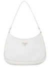 Triangular Logo Cleo Brushed Leather Shoulder Bag White - PRADA - BALAAN.