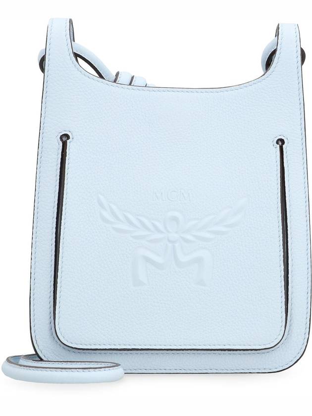 Himmel Hobo Embossed Logo Leather Cross Bag Light Blue - MCM - BALAAN 3