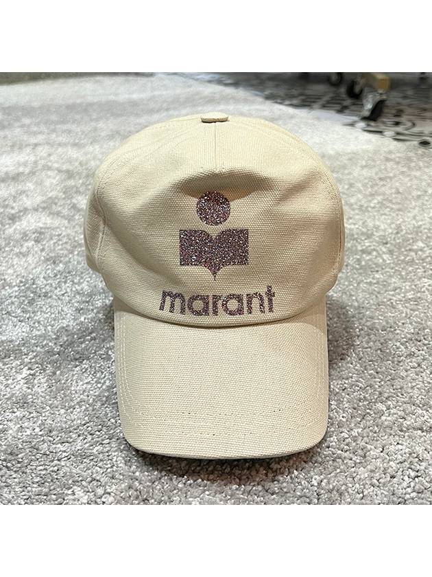 Tyron Glitter Logo Ball Cap Beige - ISABEL MARANT - BALAAN 3