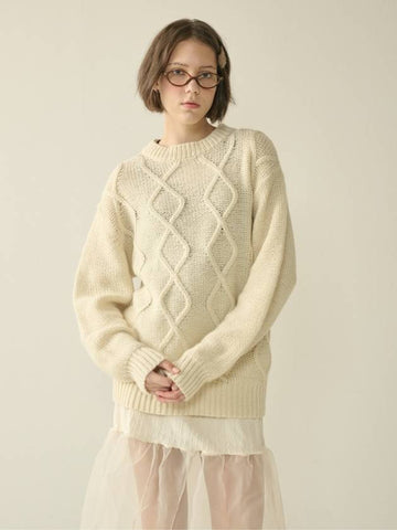 Mohair Fisherman Sweater Cream W - KINETO - BALAAN 1