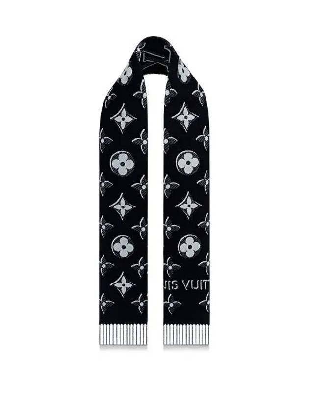 LV Essential Monogram Shine Wool Scarf Black - LOUIS VUITTON - BALAAN 3