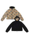 Crop Reversible Check Hooded Jacket Sand - BURBERRY - BALAAN 2