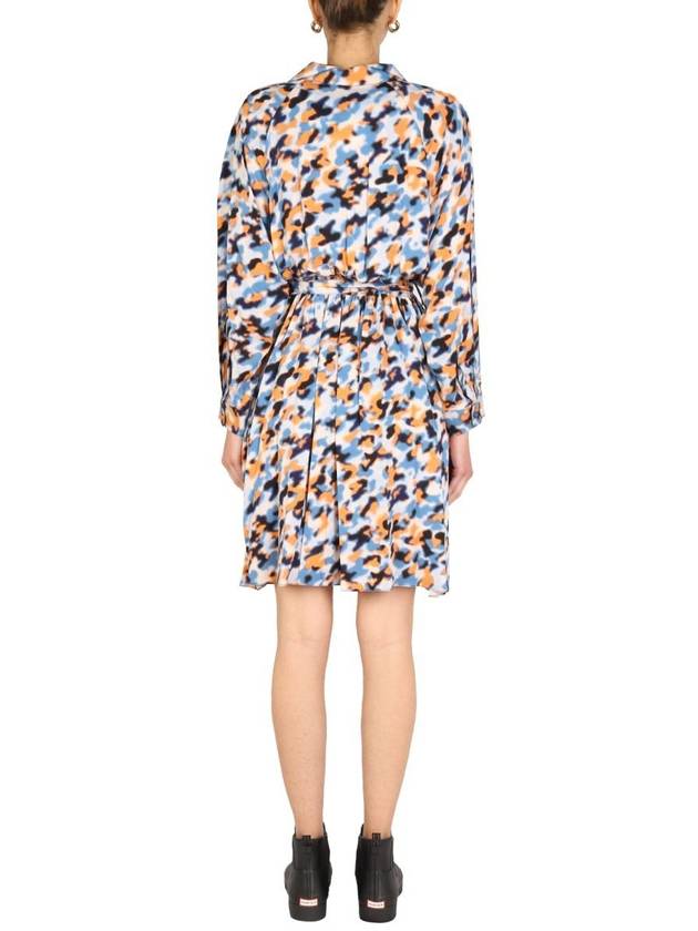 Women's Abstract Print Short Dress Light Blue - KENZO - BALAAN 5