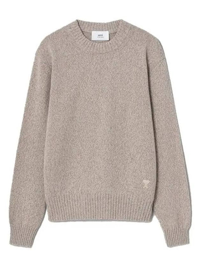 Men's Tonal Cashmere Crew Neck Sweater Champagne - AMI - BALAAN 2