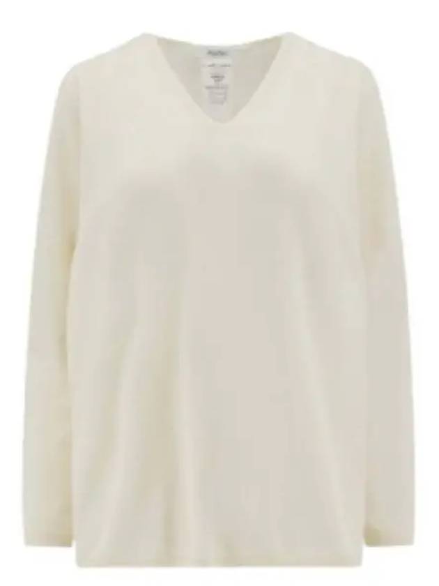 Freccia V-neck Cashmere Knit Top White - MAX MARA - BALAAN 2