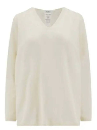 Freccia V-neck Cashmere Knit Top White - MAX MARA - BALAAN 2