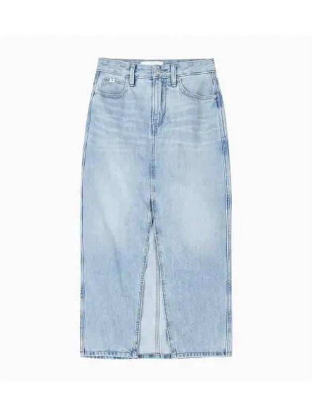 Jeans Front Split Maxi Denim Skirt Powder Blue - CALVIN KLEIN - BALAAN 2