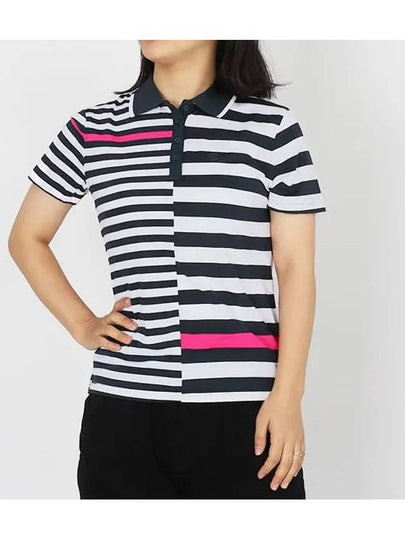 Women's Bold Stripe Golf PK Shirt White Navy - G/FORE - BALAAN 2