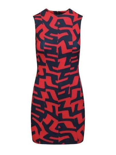 Jasmin Print Short Dress Bridge Swirl Red - J.LINDEBERG - BALAAN 2