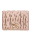 Matelasse Nappa Leather Card Wallet Pink - MIU MIU - BALAAN 3