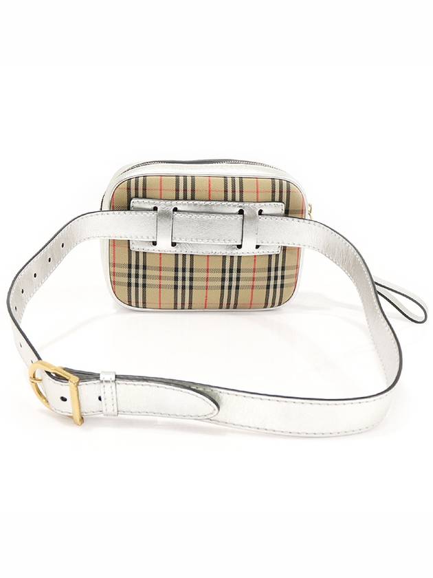 80073521 1983 Checked silver leather gold plated link bumbag belt bag - BURBERRY - BALAAN 3