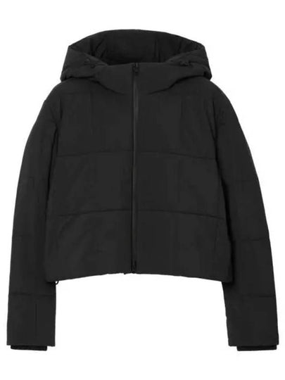 Cropped Nylon Quilted Hooded Jacket Black - BURBERRY - BALAAN 2