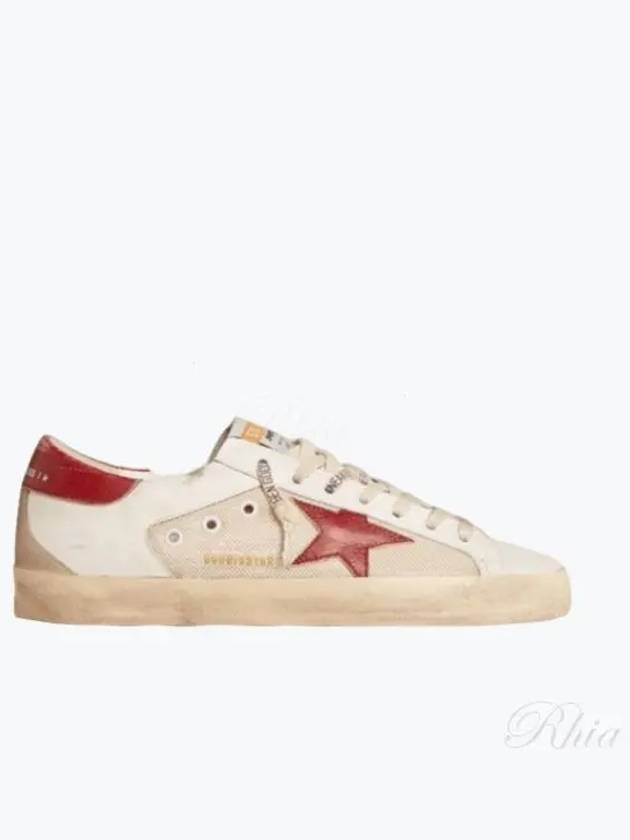 Super Star Lace Up Low Top Sneakers Red Cream White - GOLDEN GOOSE - BALAAN 2