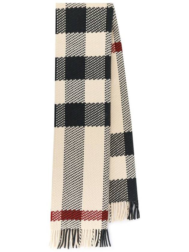 Check Pattern Wool Scarf Beige - BURBERRY - BALAAN 4