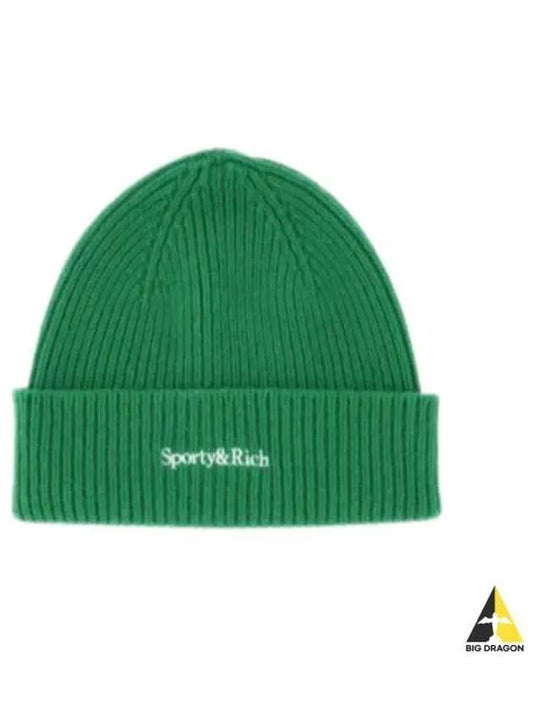 Logo Embroidered Wool Beanie Green - SPORTY & RICH - BALAAN 2