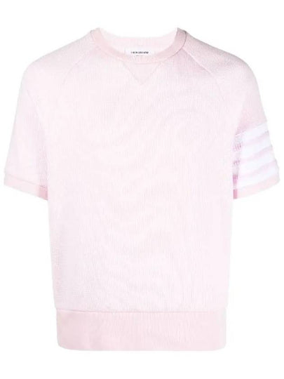 Waffle 4 Bar Armband Short Sleeve T-Shirt Pink - THOM BROWNE - BALAAN 2