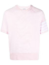 Waffle 4 Bar Armband Short Sleeve T-Shirt Pink - THOM BROWNE - BALAAN 2