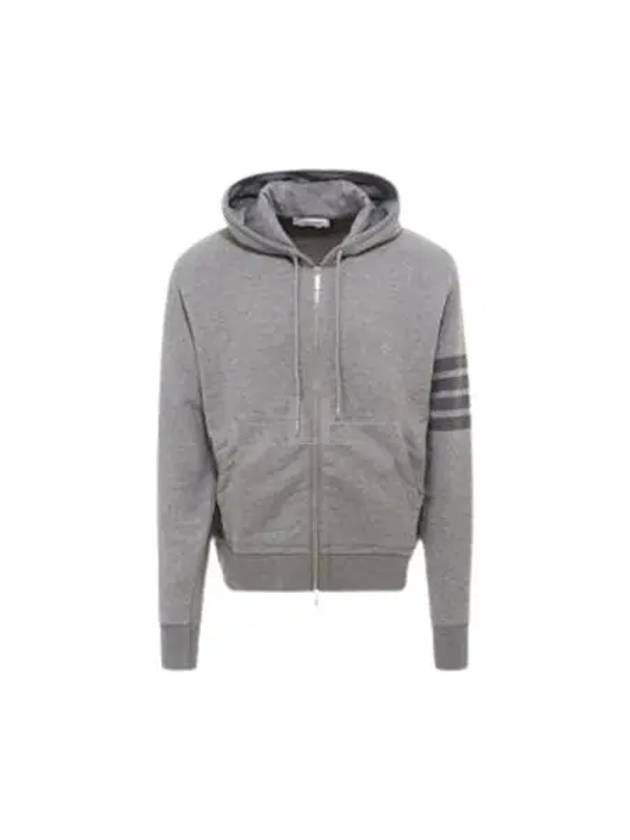 Men's Diagonal Armband Loopback Relaxed Fit Zip Up Hoodie Grey - THOM BROWNE - BALAAN 2