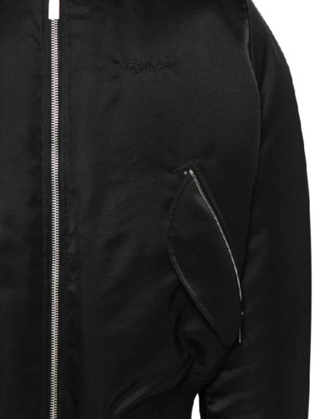 Embroidered Logo Padded Bomber Jacket Black - OFF WHITE - BALAAN 3