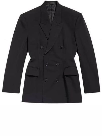 Cinched Double Breasted Wool Jacket Black - BALENCIAGA - BALAAN 2