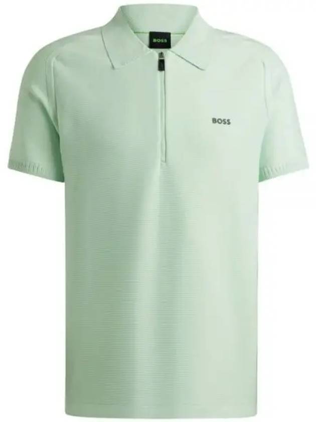 Jayno Zipper Neck PK Shirt Open Green - HUGO BOSS - BALAAN 2