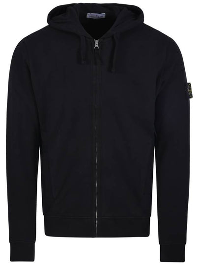 Logo Cotton Zip-Up Hoodie Black - STONE ISLAND - BALAAN 2