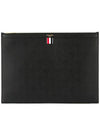 Pebble Grain Leather Large Zipper Laptop Holder Black - THOM BROWNE - BALAAN 2