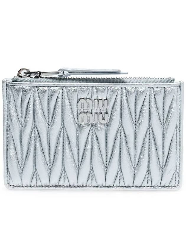 Matelasse Leather Envelope Card Wallet Silver - MIU MIU - BALAAN 3