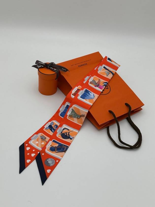 Twilly Story Orange Blue Petite Scarf H063875S - HERMES - BALAAN 6