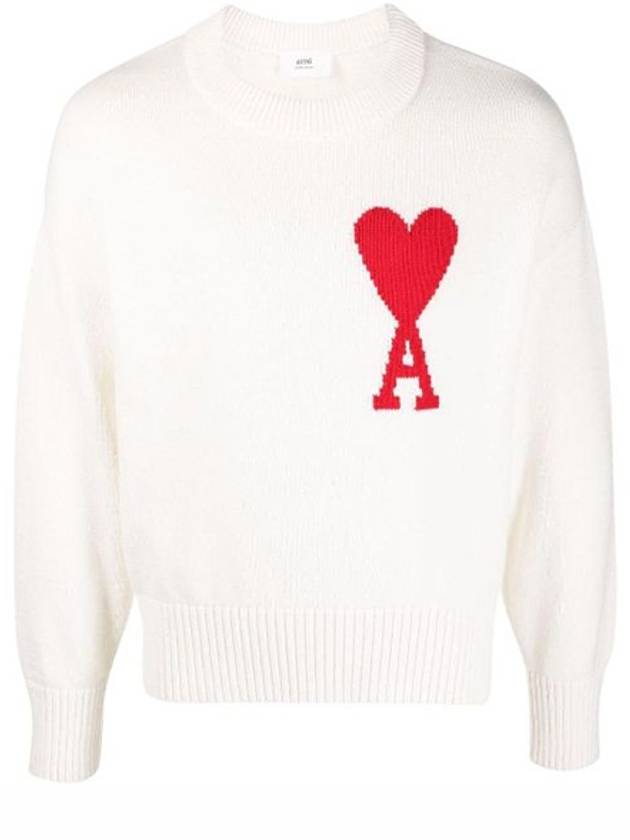 Big Heart Logo Knit Top White - AMI - BALAAN 2